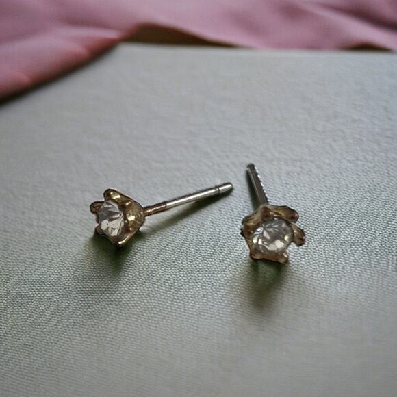 Petite Crystal Stud Earrings Delicate Rhinestone Posts Classic Solitaire Style - Picture 1 of 5